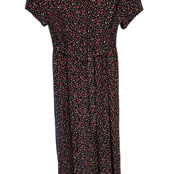 J Jill black dress with buttons and flower print and shirt sleeves - Picture 2 of 9